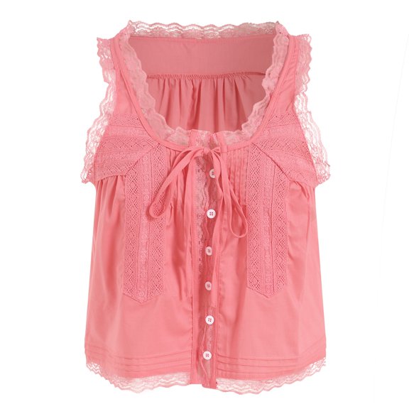 ZIXKCGDSE Tank Tops Womens Summer Tops Tie Front Lace Button Down Shirt Trendy Clothes Size M