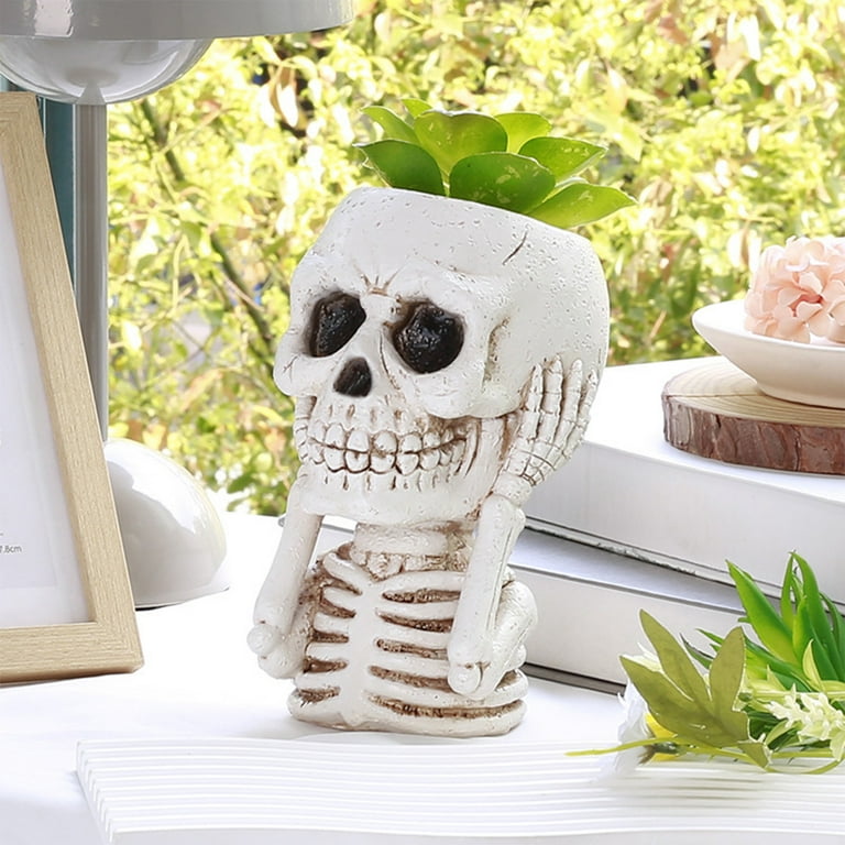 YOTQUSKI Halloween Resin Skeleton Planter for Indoor Plants, Halloween Candy  Bowl, Skull Flower Small Succulent Plant Pot Vase Bulk, Gothic Decoration  for Home Office Desk - Walmart.com