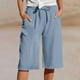 thumbnail image 1 of WILLBEST Pantalones Casuales elegantes para Mujer para Uso Diario: Pantalones de Moda de Color Sólido con Encaje, Cintura Alta, Bolsillo con Cordón, Largo 9/10 XXXXL, 1 of 6