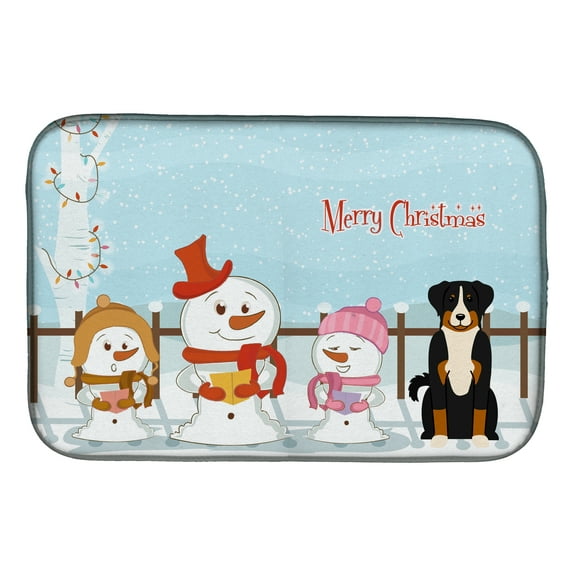 Merry Christmas Carolers Appenzeller Sennenhund Dish Drying Mat