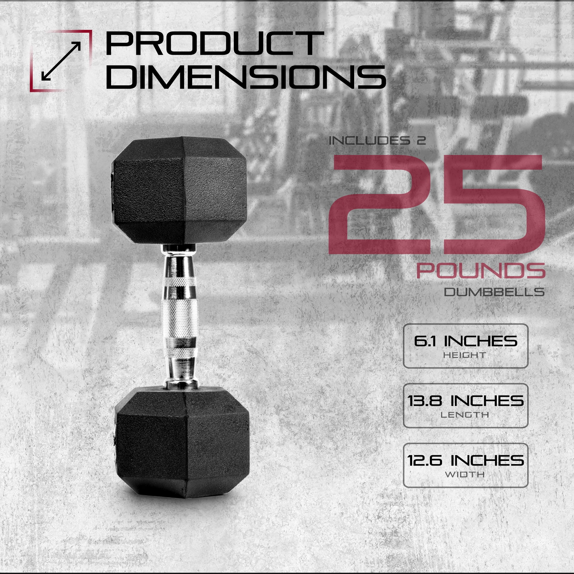 Signature Fitness Hex Dumbbells Strength Workout Equipment Set, 25 lbs
