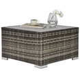 thumbnail image 1 of Outsunny Rattan Garden Coffee Table with Tempered Glass Top, Deep Grey, 1 of 10