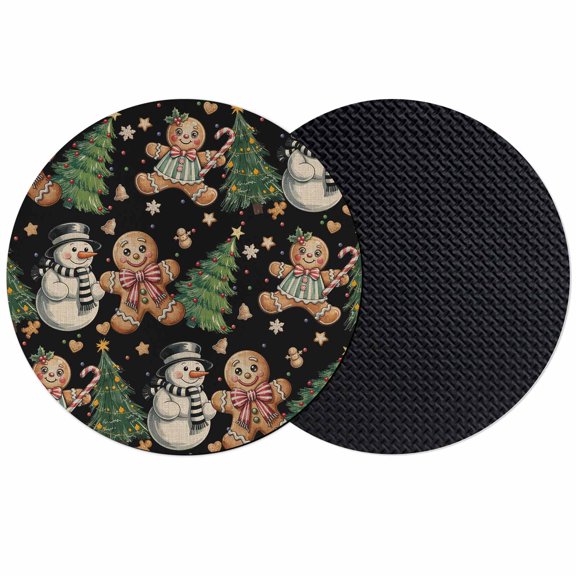 Black Christmas Coasters Set of 2, Absorbent Coasters for Drinks, Xmas Tree Gingerbread Snowman Winter Coaster for Desk Coffee Table Protection, Home Decor House Warming Gifts 4"