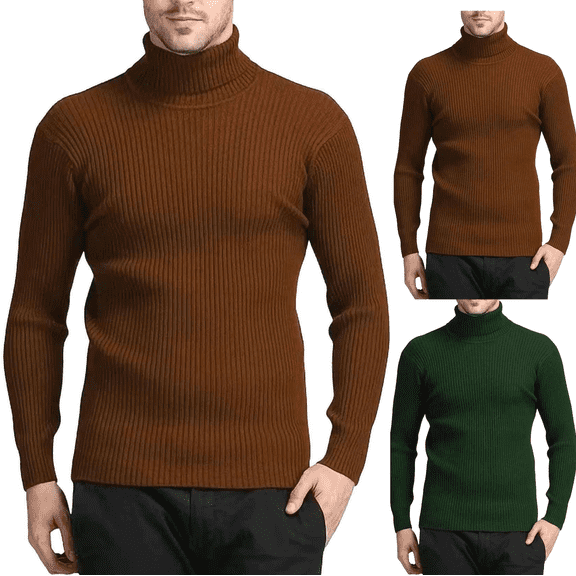 Frnrwgo Mens Sweater Turtleneck Ribbed Knit Oversized Long Sleeve Casual Winter Top