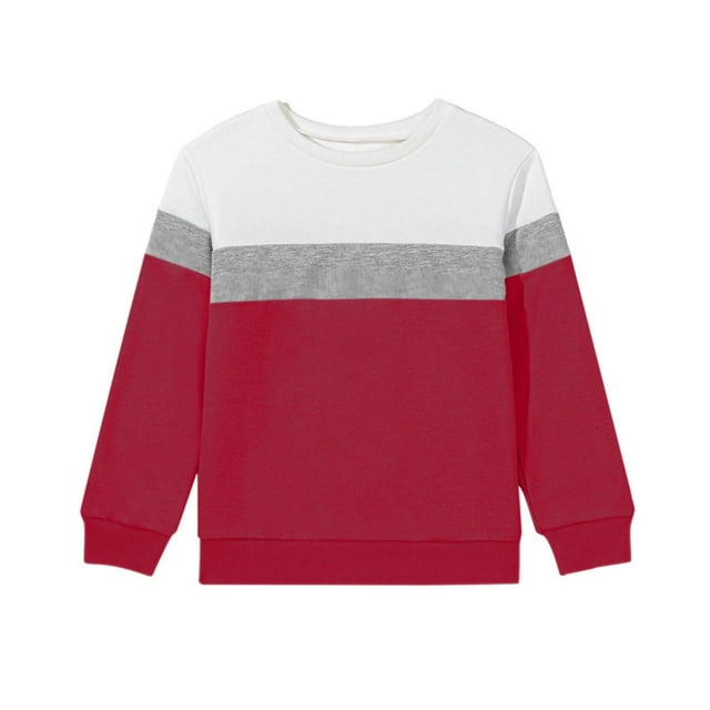 HAiming Striped Color Block Sweatshirt Casual Long Sleeve Crew Neck Athletic Daily Pullover Basic Tops