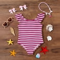 thumbnail image 5 of Abcomgle Toddler Swimsuit Girl 3t Stretchy One Piece Little Girls Swimsuit Cute Striped Ruffled Swimwear for Girls, 5 of 7