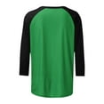 thumbnail image 5 of RQYYD Quarter Length Sleeve Tops for Women 3/4 Length Sleeve Crew-Neck T Shirts Color Block Casual Cotton Womens Tops, 5 of 5