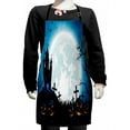 thumbnail image 1 of Halloween Kids Apron, Spooky Concept with Scary Old Celtic Harvest in Dark Image Holiday Print, Boys Girls Apron Bib with Adjustable Ties for Cooking Baking Painting, Blue, by Ambesonne, 1 of 2