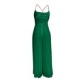 thumbnail image 4 of safuny Women's Jumpsuits Romper Overalls Chiffon Summer Sleeveless High Waist Scoop Neck Trousers Metal Chain Pleated Zipper for Women Solid Color Causal Green XXL, 4 of 7