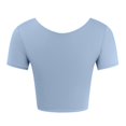 thumbnail image 5 of IWRICH Women's Short Sleeve Yoga Crop Tops Lightweight Slim Fit Stretchy Workout Shirts Casual Running Cute Basic Tank tops Blue M, 5 of 5