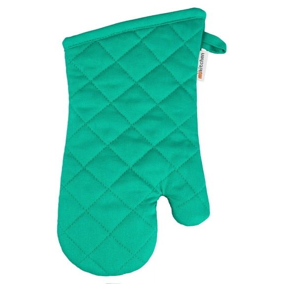 MU Kitchen 100% Cotton Terry-Lined Oven Mitt, 13-Inch, Surf