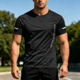 thumbnail image 2 of ZHOGXU Daily Solid Color Sports Style Crew Neck Short Sleeve Men's T Shirts Comfortable Everyday Wear, 2 of 5