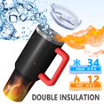 thumbnail image 5 of 40oz Tumbler with Handle and Straw, Vacuum Insulated Stainless Steel Travel Mug, Fits Car Cup Holder, Flame Print, 5 of 6