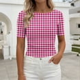 thumbnail image 2 of Bovxnpu Womens Short Sleeve T Shirts Printed T-Shirt Short Sleeve Crew Neck Ruched Side Slim Tops Summer Tops, 2 of 8