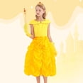 thumbnail image 6 of Marendyee Belle Princess Dress Off Shoulder Layered Costume for Little Girl Halloween Cosplay Birthday Outfit Yellow 5-6 Years, 6 of 16