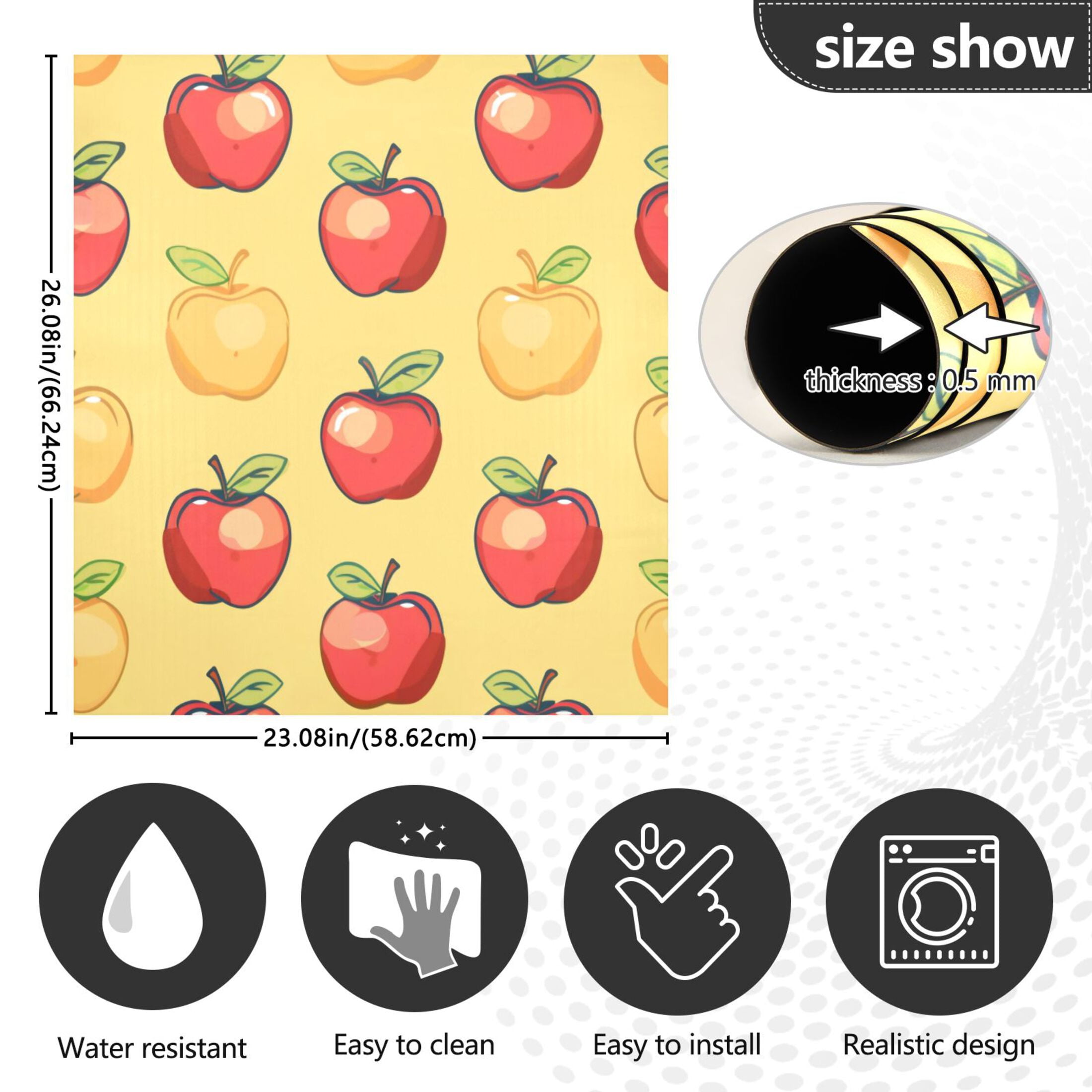 Dishwasher Magnetic Sticker 23x26 Inch Refrigerator Magnetic Sticker Washing Machine Magnetic Sticker Kitchen Panel Magnetic Sticker Home Decor Red and Yellow Apple