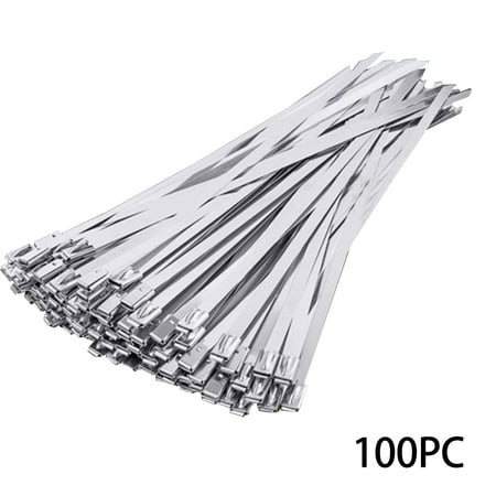 

Yrtoes Tools & Home Improvement Power Tool Organizer 100PCS 304 Stainless Steel Exhaust Wrap Coated Metal Locking Cable Zip Ties