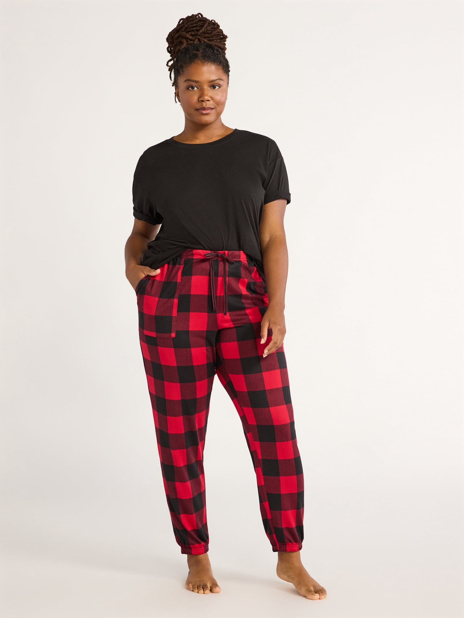 Joyspun Women's Hacci Knit Jogger Sleep Pants, 29” Inseam, Sizes XS to 3X