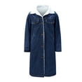 thumbnail image 5 of Turilly Women's Solid Colored Lamb Wool Denim Jacket With Medium Length Button Denim Jacket With Pockets, 5 of 6