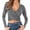 Gray, variant on Oplxuo Womens Slim Fitted Sexy Deep V Neck Cross Wrap Crop Tops Solid Color Ruched Long Sleeve T-Shirts Blouses