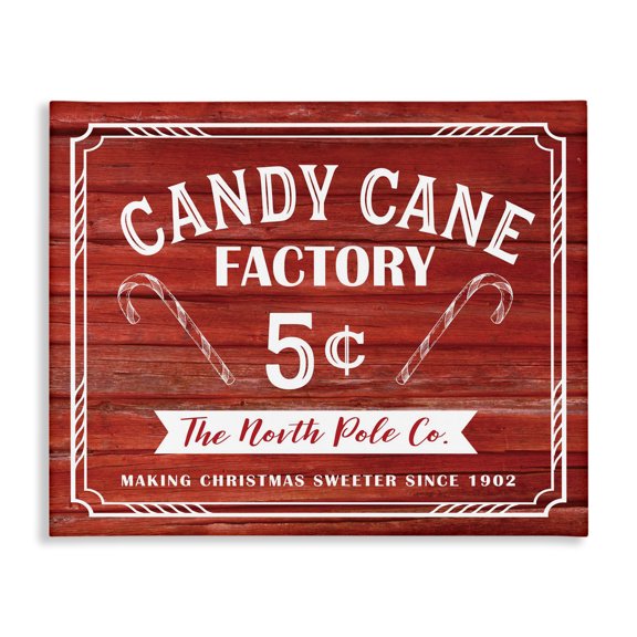 Stupell Industries Shabby Chic Candy Cane Factory Vintage Sign Canvas Art, 30 x 24, by Lettered and Lined