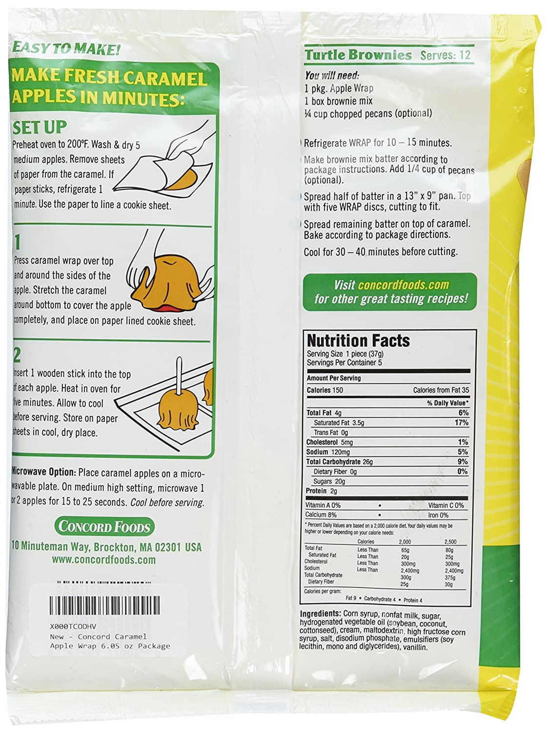 Concord Caramel Apple Wrap 6 05 Oz Package Value 3 Pack Makes 15 Fresh Caramel Apples Walmart Com