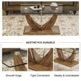 thumbnail image 3 of 43" Dining Table, Modern Minimalist Transparent Glass Coffee Table with Wood Legs and Stainless Steel Columns, Multi-Function Kitchen Table for Dining Room, Kitchen, Living Room, Office, Wood, 3 of 9