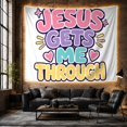 thumbnail image 6 of Jesus Gets Me Through Text With Hearts, Inspirational Retro Style for Faith Decor Fans, Christian Wall Art, Easter Gift Tapestry Wall Hanging for Bedroom and Dorm, 6 of 7