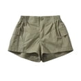 thumbnail image 4 of CAIVO Women Workout Utility Shorts Green With Elastic Waist And Pockets Breathable Stretchy Dance And Sport Short Mid Length Cozy Summer Outdoor Casual Solid Color Bottoms, 4 of 4