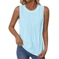 thumbnail image 2 of Inverlee Eyelet Tanks for Women Sleeveless Crewneck Solid Tops Casual Summer Soft Lightweight Camisoles Light Blue M, 2 of 9