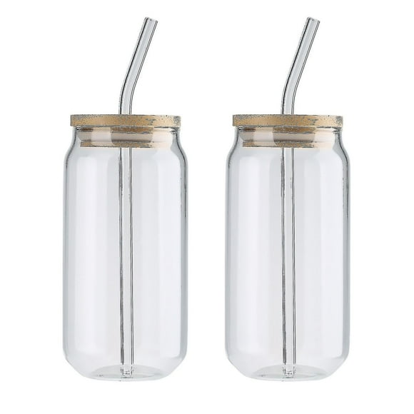 2pcs Drinking Glasses Can Cup Cold Drink Cup/glass Can Cup/milk Cup+ Glass Straw