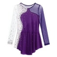 thumbnail image 6 of Linjinx Kids Girls Long Sleeve Figure Ice Skating Dress Ballerina Shiny Diamond Ballet Dance Leotards Purple 6, 6 of 7