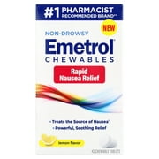 Emetrol Chewables for Rapid Nausea Relief Non-Drowsy, Lemon Flavor, 42 Tablets