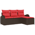 thumbnail image 2 of vidaXL 4 Piece Garden Sofa Set with Cushions Brown Poly Rattan, 2 of 5