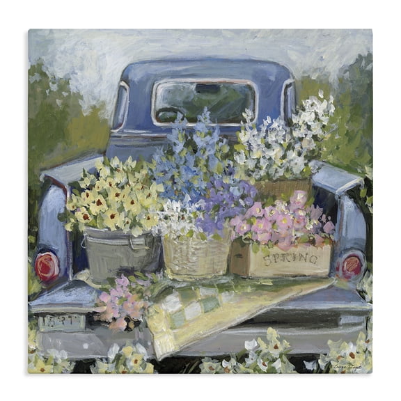 Stupell Industries Cottage Truck Bed with Flowers Canvas Art, 17 x 17, by Susan Winget