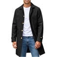 thumbnail image 2 of Miqool Mens Trench Coat Turndown Collar Button Down Long Sleeve Mid Length Winter Casual Business Outerwear Overcoats with Pockets M-XXXL, 2 of 9