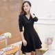 thumbnail image 5 of Elegante vestido ajustado de talla grande de color sólido para mujer de manga larga con cuello en V vestidos acampanados Ndcxsfigh Para estrenar, 5 of 7