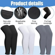 3 Pairs Leg Sleeves,Full Length Leg Compression Sleeve,Sports Leg Knee Sleeve with Anti Slip Silicone Strips,UV Protect Long Leg Sleeves for Men Women Basketball Football Running