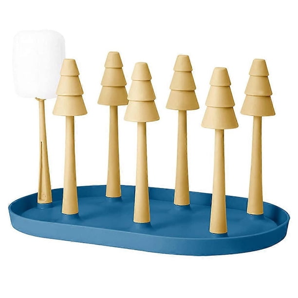 Baby Bottle Drying Rack, Cup Holder Detachable 6-Bracket Drain Cup Holder For Baby Bottles Cups Water Cup-Blue-Yellow