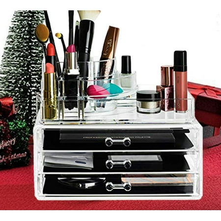 Clear Acrylic Cosmetics Makeup And Jewelry Organizer 3 Drawers