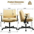 thumbnail image 2 of Welax Home Office Dsek Chair, Yellow Cross Legged Chair with Flip-up Arms, Adjustable Swivel Computer Task Chair for Home,Office,Make Up,Small Space,Bed Room, 2 of 7