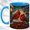Blue, variant on Stained Glass Art Cardinal Coffee Mug, Winter Bird Mug, Ceramic 11 oz