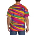 thumbnail image 5 of KLL Lines Multicolored Rainbow Print Men's Shirt Short Sleeve Button Down Summer Cuba Beach Shirts- Small, 5 of 7