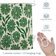 thumbnail image 4 of Spring Floral Shower Curtain for Bathroom, Watercolor Green Flower Grenn Leaf Plan Wood Grain Waterproof Cloth Fabric Bathroom Accessories Set with 12 Rust Proof Plastic Hooks, 54"x78", 4 of 9
