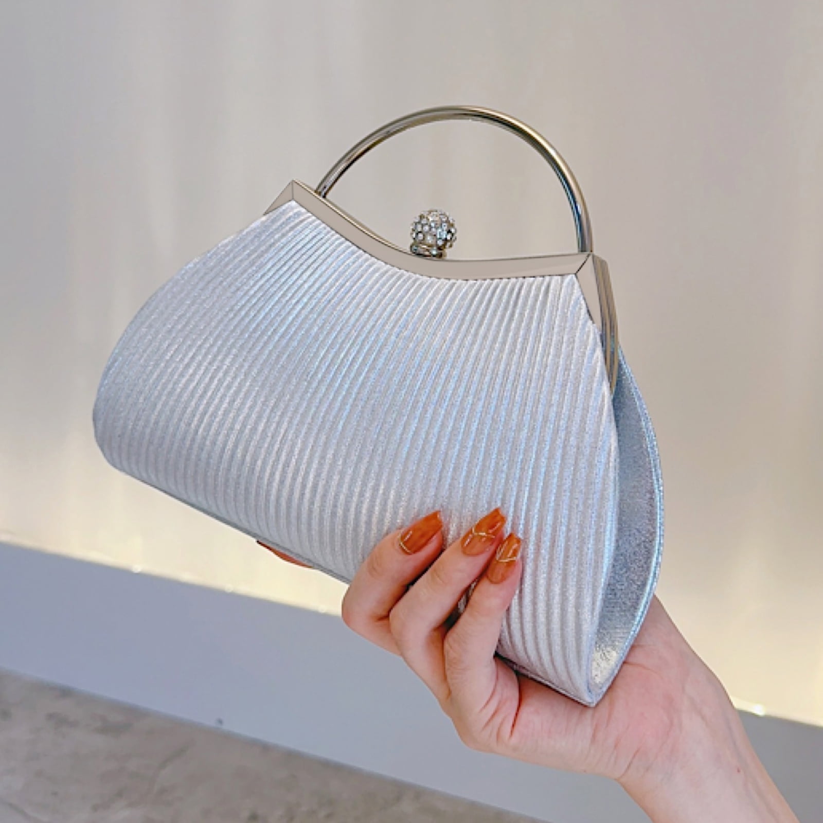 Clutch Purses for Women Evening Bags Party Clutches Handbag With Detachable Chain Strap for Cocktail Party Wedding Purses with Pleated