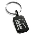 thumbnail image 1 of Stainless Steel Letter R Initial Metro Retro Monogram Engraved Small Rectangle Dog Tag Charm Keychain Keyring, 1 of 1