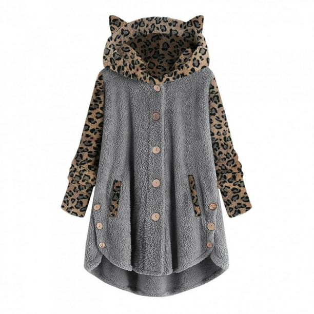 Capucha Chamarras Con Orejas De Gato Abrigo Elegante Mujer Fiesta