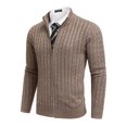 thumbnail image 2 of COOFANDY Men's Full Zip Cardigan Sweater Slim Fit Cotton Cable Knitted Zip Up Sweater with Pockets, 2 of 6