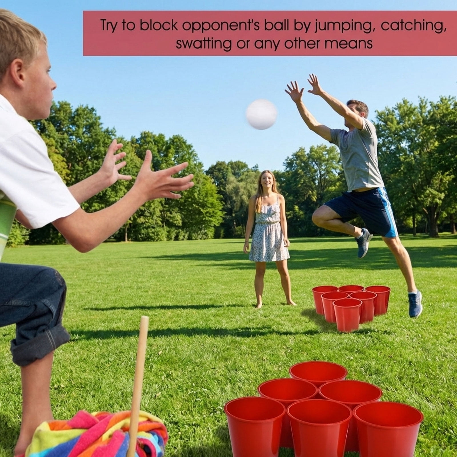 Redsmile Yard Pong Giant Pong Game Set with Carry Bag - Red - Outdoor Party Game - Backyard Entertainment