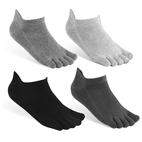 Meaiguo Toe Socks No Show Running Five Finger Crew Socks for Men Women 4 Pack